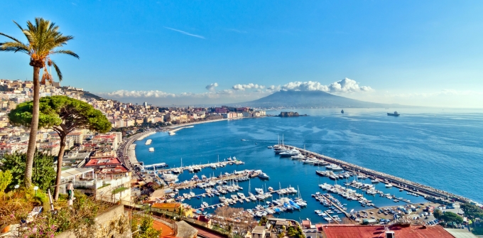 Naples bay with Mount Vesuvius